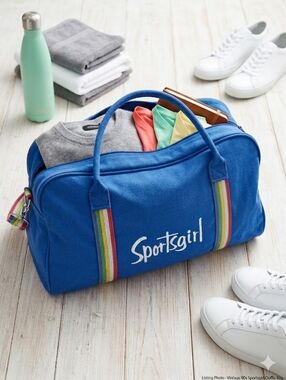 Sportsgirl Royal Blue Canvas Duffel with Rainbow Straps